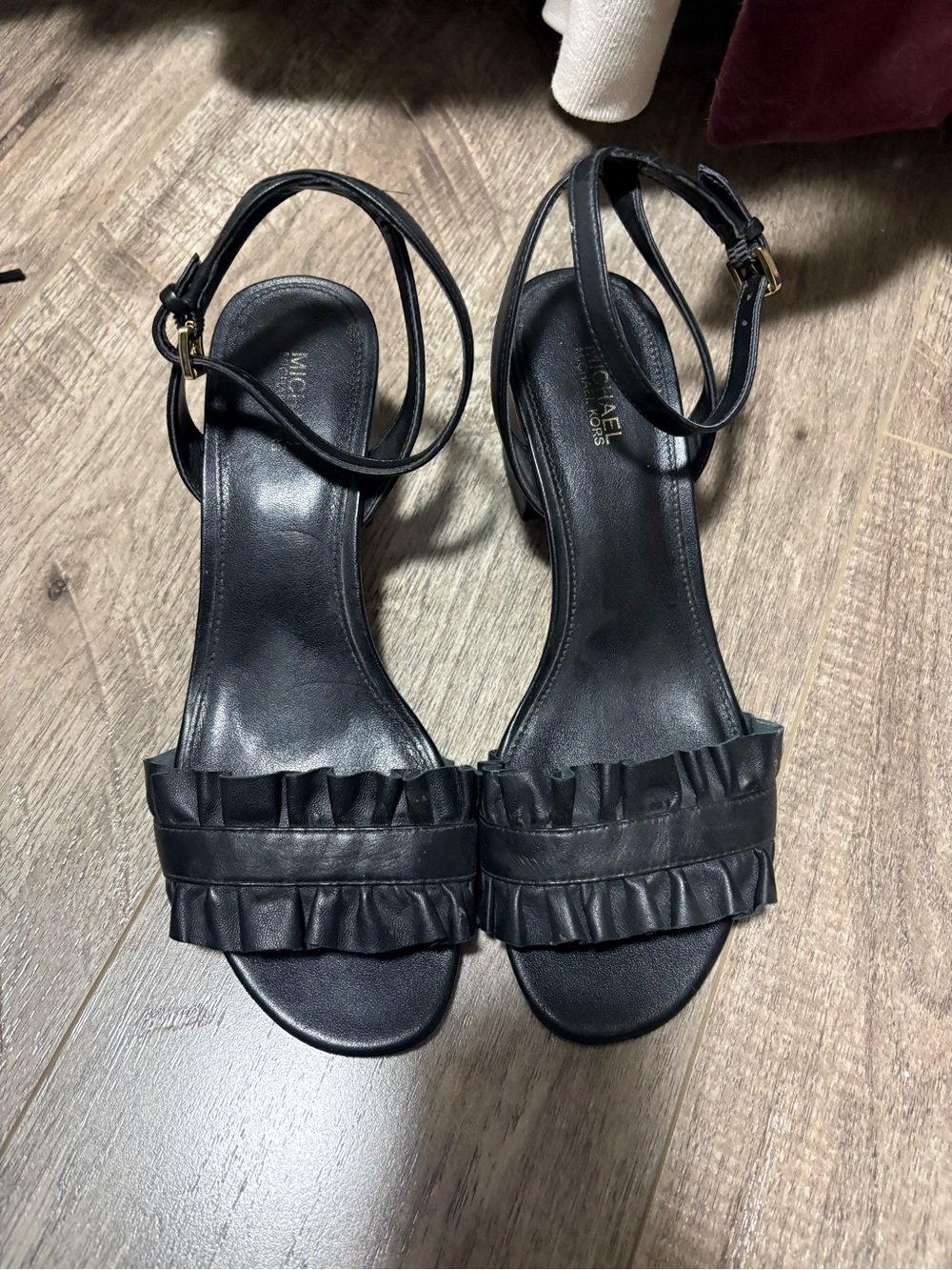 Michael Kors Black Ruffle Ankle-Strap Sandals